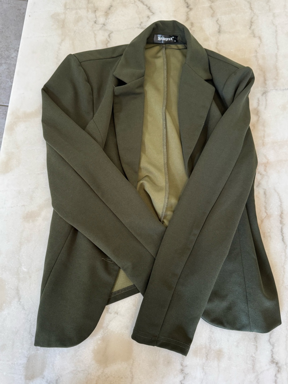 Allegra K Olive Green Open Front Blazer